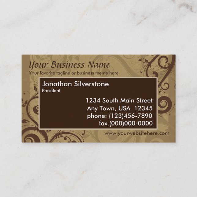 Unique Chocolate Swirl Business Cards (Front)