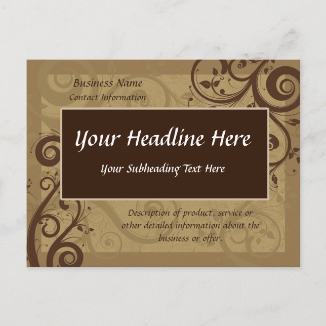 Unique Chocolate Swirl Business Postcard Template (Front)