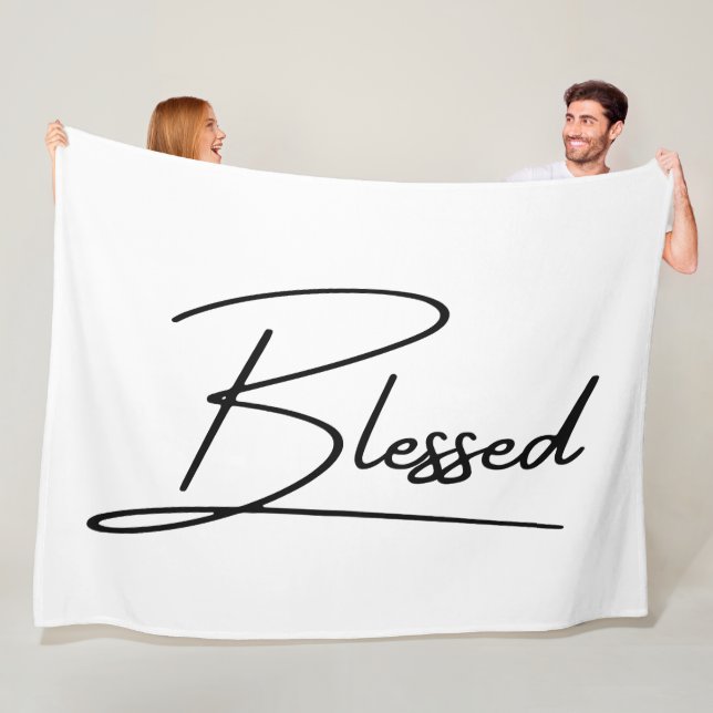 Unique Christian Faith 'Blessed' Vertical Design Fleece Blanket (In Situ)