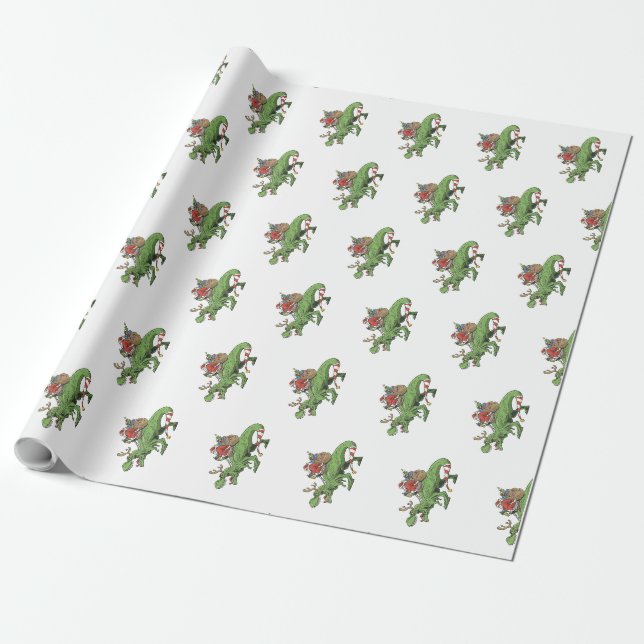 Unique Christmas Dinosaur Wrapping Paper for Kids (Unrolled)