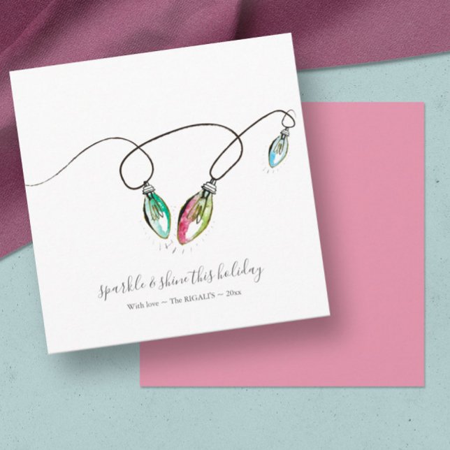 Unique Christmas Lights Holiday Card (Christmas cards unique watercolor)