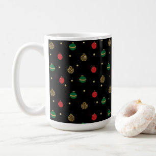 Unique Christmas Ornament Baubles Black Pattern Coffee Mug