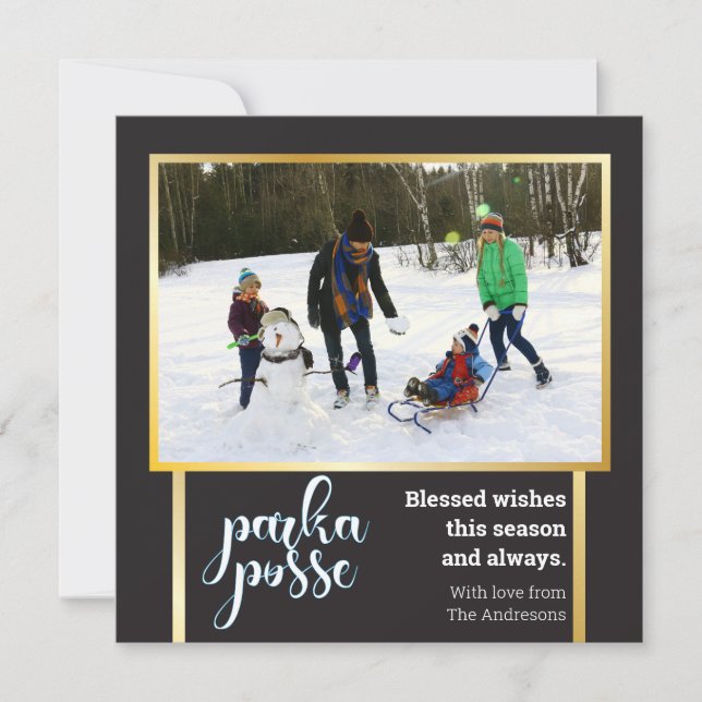 Unique Christmas 🎄 Parka Posse Festive Card (Front)