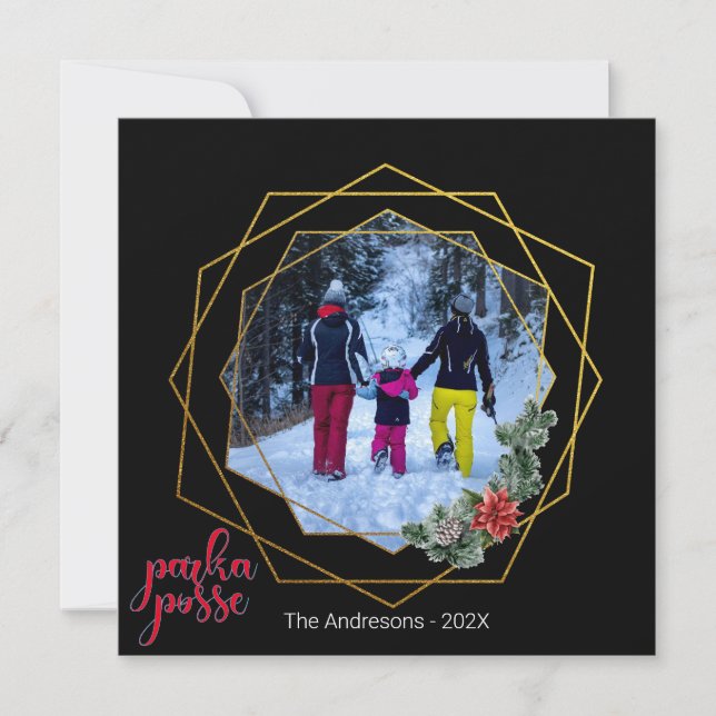 Unique Christmas 🎄 Parka Posse Festive Card (Front)