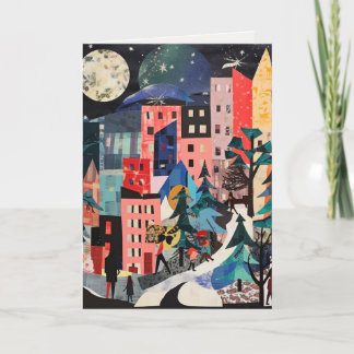 Unique Christmas Tree Scenes Holiday Card