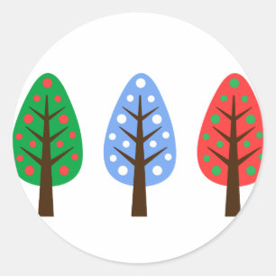 Unique Christmas trees green blue red Sticker