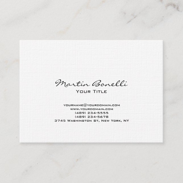 Unique Chubby Modern Linen Trendy Business Card (Front)