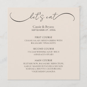 Unique Classic Modern Script Wedding Menu