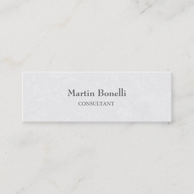Unique Classical Floral Damask Slim Mini Business Card (Front)