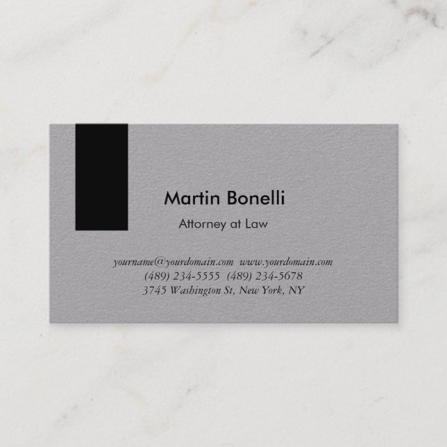 Unique Classical Simple Black & Grey Business Card (Front)