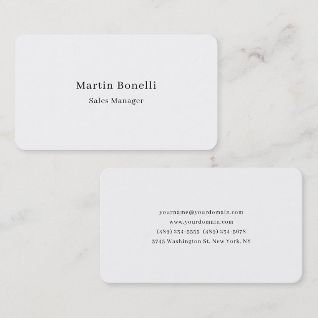 Unique Classical Simple Black White Name Two Sided Business Card (Front/Back)