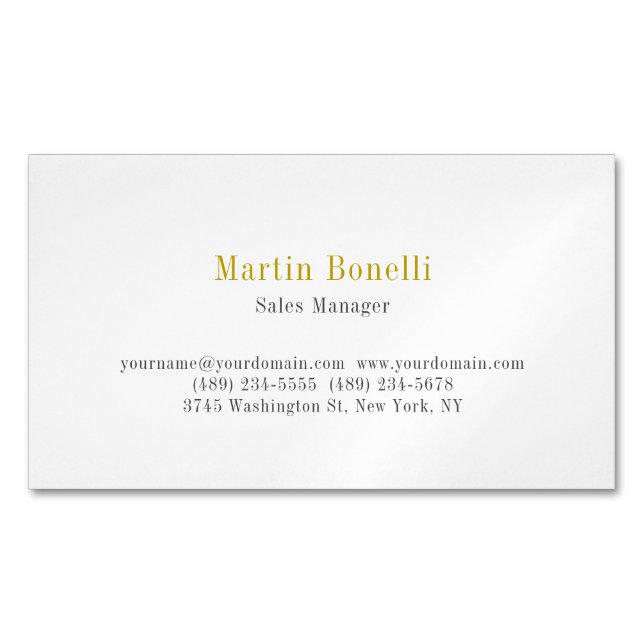 Unique Classical Simple Gold Colour Name Magnetic Business Card (Front)