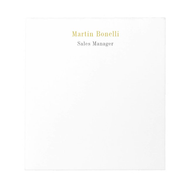 Unique Classical Simple Gold Colour Name Notepad (Front)