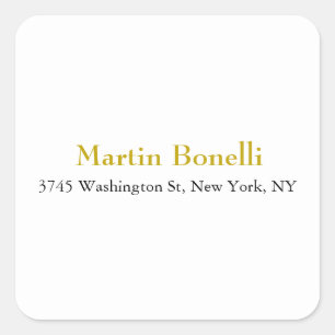 Unique Classical Simple Gold Colour Name Square Sticker