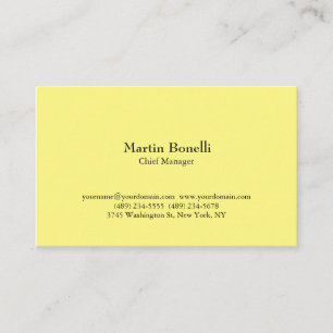 Unique Classical Simple Light Yellow Business Card