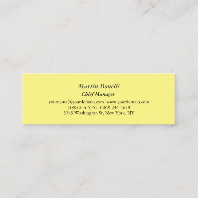 Unique Classical Simple Light Yellow Mini Business Card (Front)