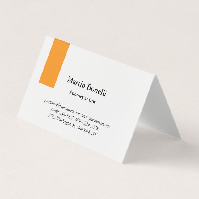 Unique Classical Simple Orange & White Business Card (Front)