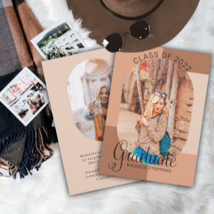 Unique Classy Retro Curved Photo Graduation   Announcement
