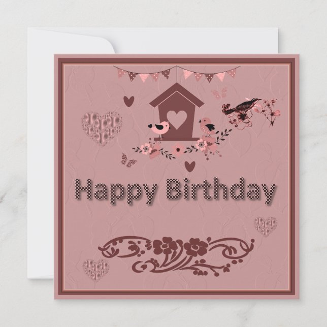 Unique Clipart Birthday Flat Greeting Card (Front)