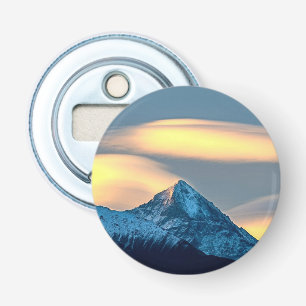 Unique Clouds Over Snow Covered Mountains Bottle Opener
