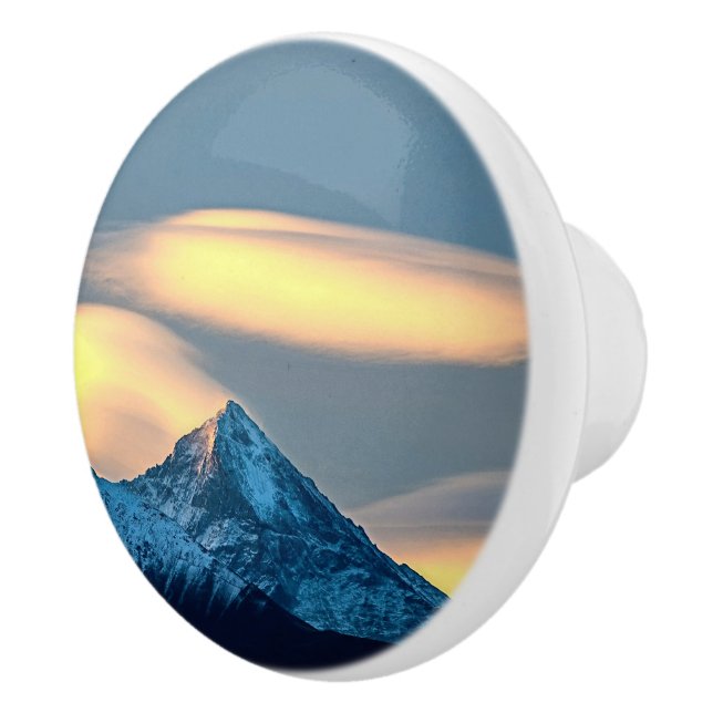 Unique Clouds Over Snow Covered Mountains Ceramic Knob (Right)