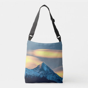 Unique Clouds Over Snow Covered Mountains Crossbody Bag