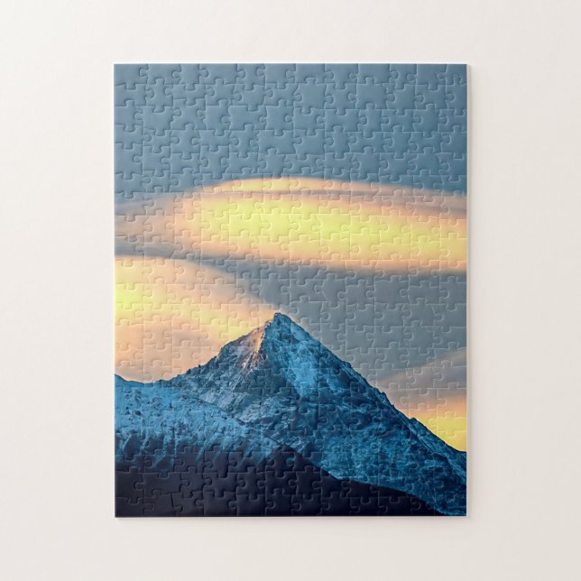 Unique Clouds Over Snow Covered Mountains Jigsaw Puzzle (Vertical)