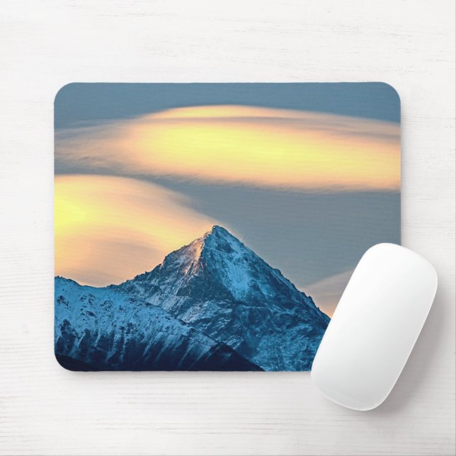 Unique Clouds Over Snow Covered Mountains Mouse Pad (With Mouse)
