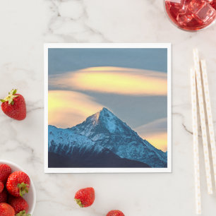 Unique Clouds Over Snow Covered Mountains Napkin