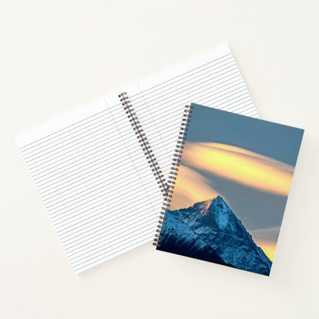 Unique Clouds Over Snow Covered Mountains Notebook (Inside)