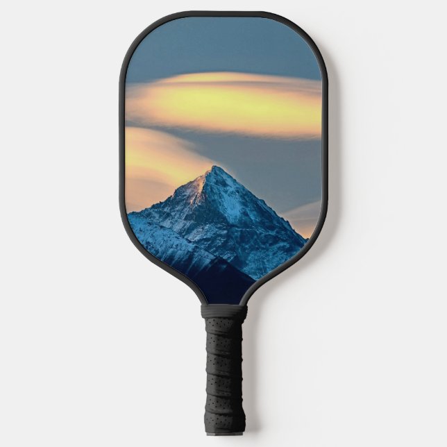 Unique Clouds Over Snow Covered Mountains Pickleball Paddle (Front)