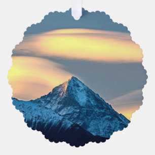 Unique Clouds Over Snow Covered Mountains Tree Decoration Card