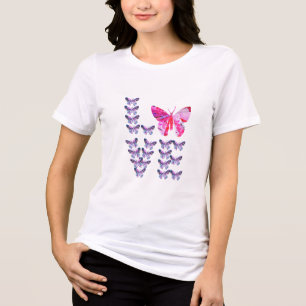 unique collage art BUTTERFLIES spelling LOVE Tri-Blend Shirt