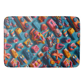 Unique & Colorful Shaped Erasers Pattern Design Bath Mat
