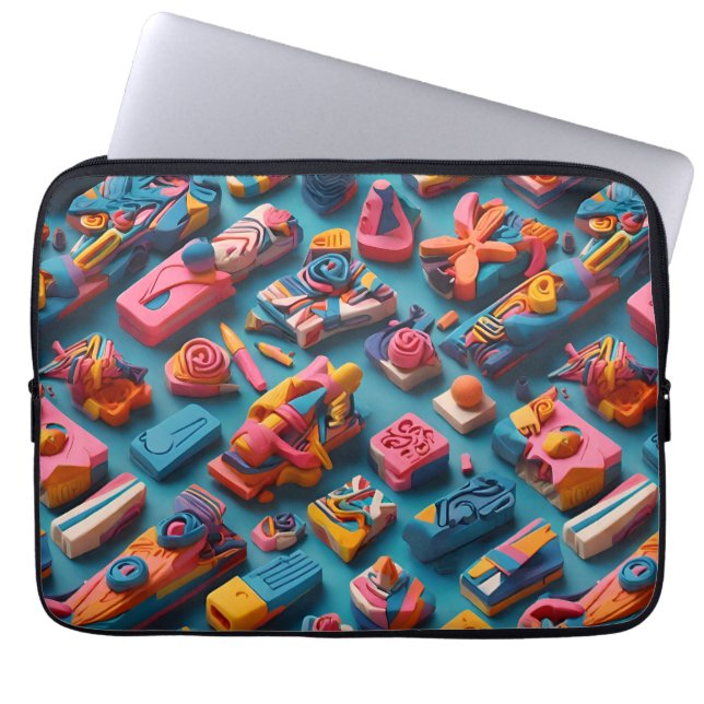 Unique & Colorful Shaped Erasers Pattern Design Laptop Sleeve (Front)