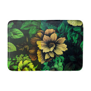 Unique Colors Vintage Floral Print Bath Mat