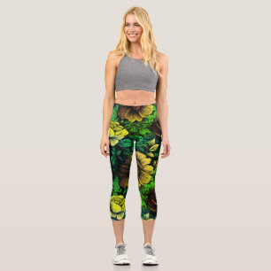 Unique Colors Vintage Floral Print Capri Leggings