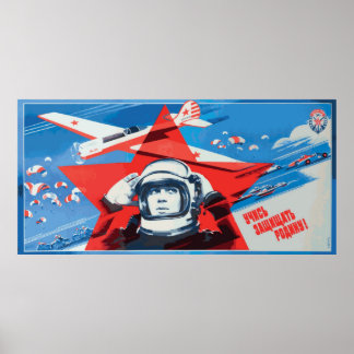 Unique, Colourful 1960s-era Soviet Cosmonaut Poste Poster
