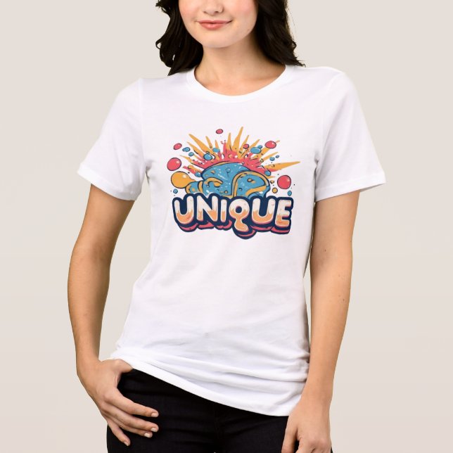 Unique Colourful 3D Bubble Graffiti Splash Graphic Tri-Blend Shirt (Front)