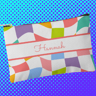 Unique Colourful Abstract Pattern Monogrammed Accessory Pouch