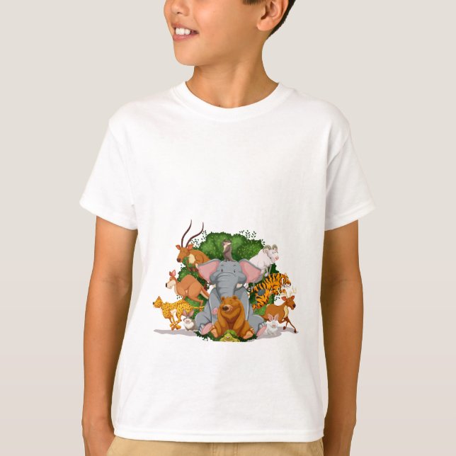 Unique Colourful Animals Pattern T-Shirt (Front)