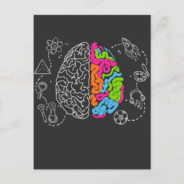 Unique Colourful Brain Graphic Art Creative Artist Postcard (Front)