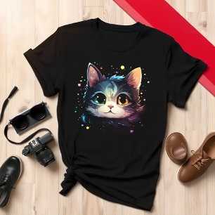Unique Colourful Cat Design  T-Shirt