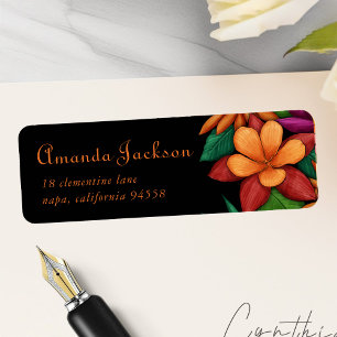 Unique Colourful Flowers Typography Return Address