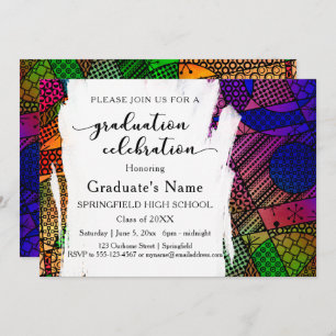 Unique Colourful Geometric Pattern Graduation Invitation