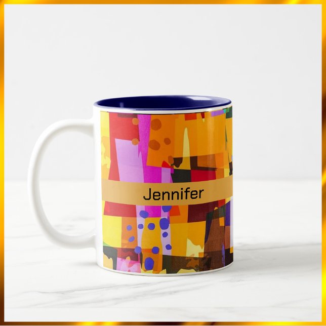 Unique Colourful Modern Abstract Pattern Two-Tone Coffee Mug (Creator Uploaded)