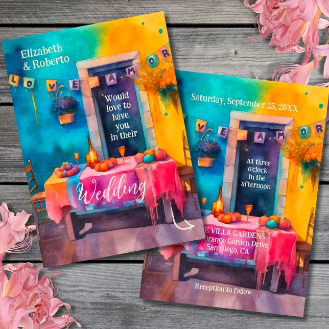 Unique Colourful Patio Mexican Wedding Invitation (Creator Uploaded)