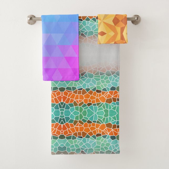 Unique Colourful Triangle Pattern Bath Towel Set (Insitu)