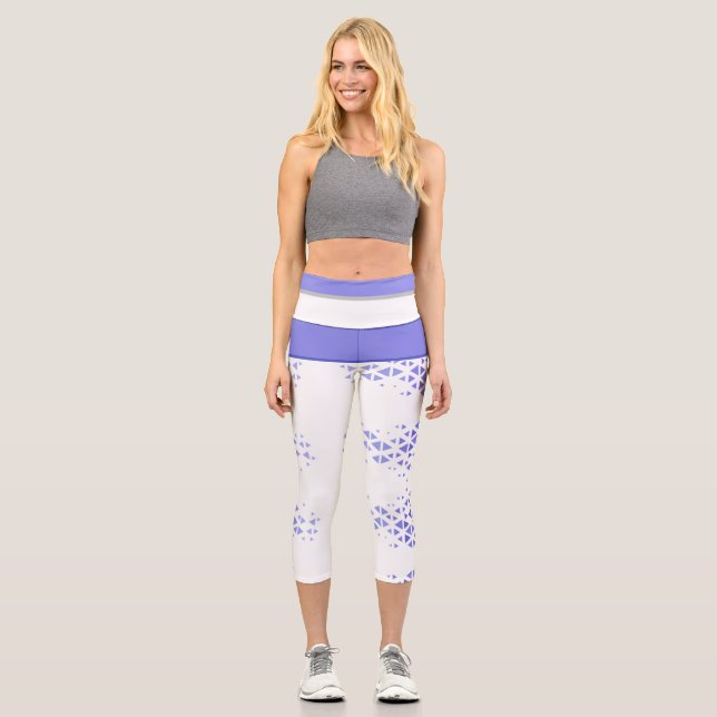 Unique Colourful Triangle Pattern & Quotes Capri Leggings (Front)