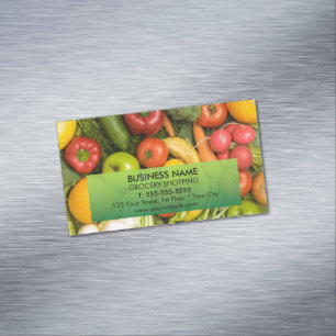 Unique Colourful Vegetables Grocery Magnetic Business Card